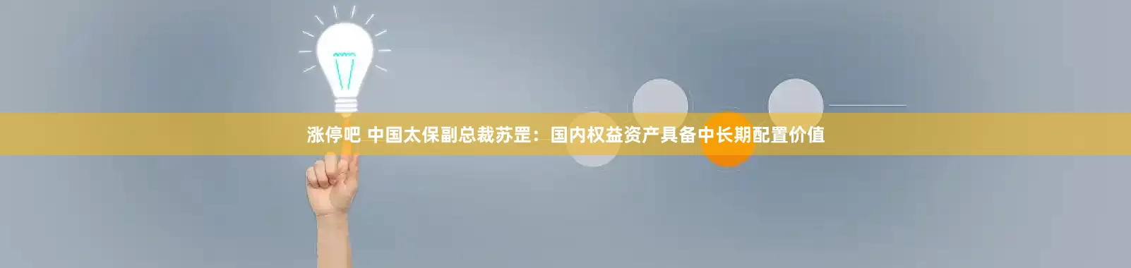 涨停吧 中国太保副总裁苏罡：国内权益资产具备中长期配置价值