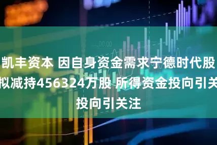 凯丰资本 因自身资金需求宁德时代股东拟减持456324万股 所得资金投向引关注